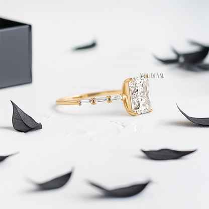 Radiant Lab Diamond Accented by Baguette Diamonds Ring - YDJLR83