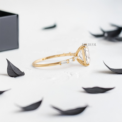 Radiant Lab Diamond Accented by Baguette Diamonds Ring - YDJLR83