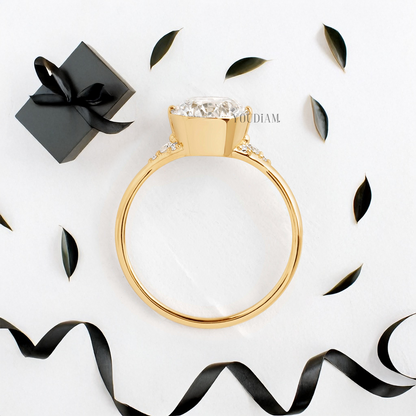 Round Lab Diamond in Closed Basket with Two Prongs Ring - YDJLR16