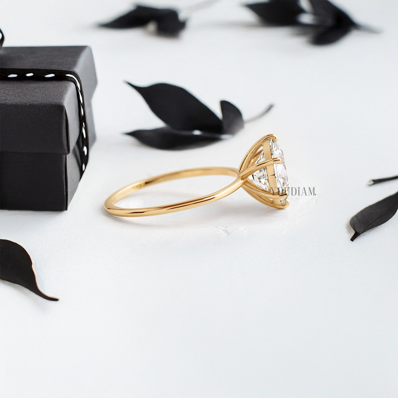 Round Lab Diamond in Six Prongs Ring - YDJLR10