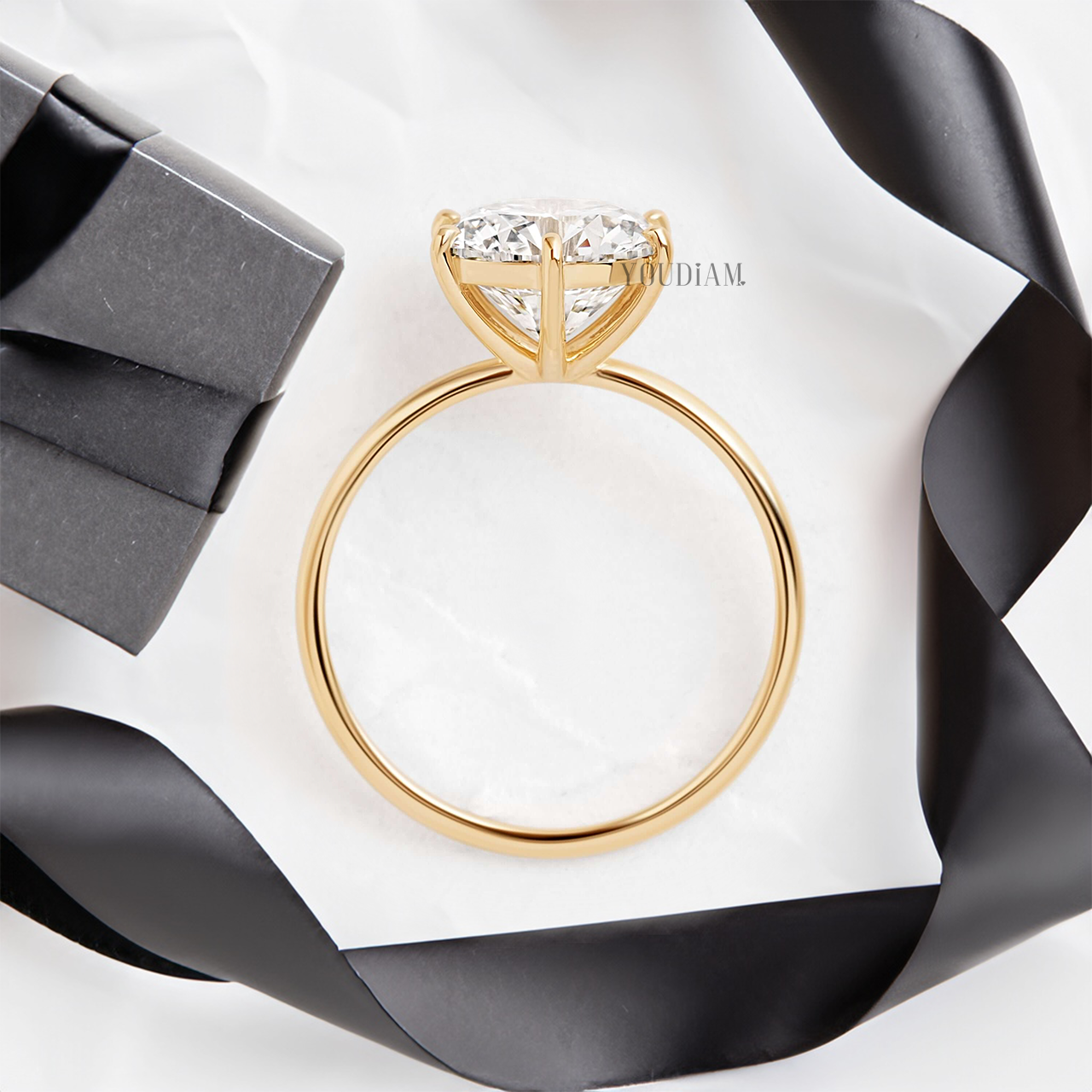 Round Lab Diamond in Six Prongs Ring - YDJLR10