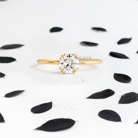 Round Lab Diamond with Trio-Prongs Ring - YDJLR53