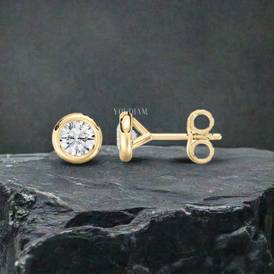 2ctw Round Cut Lab Diamond Studs in Bezel Set Earrings
