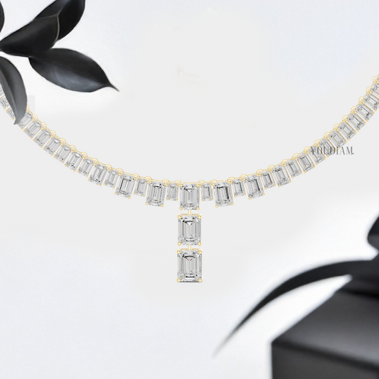 33ctw Emerald Lab Diamonds Tennis Necklace - YDJLN02