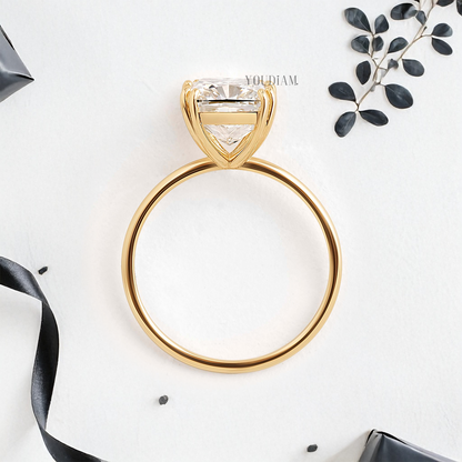 Cushion Lab Diamond in Four Double-Prongs Ring - YDJLR39