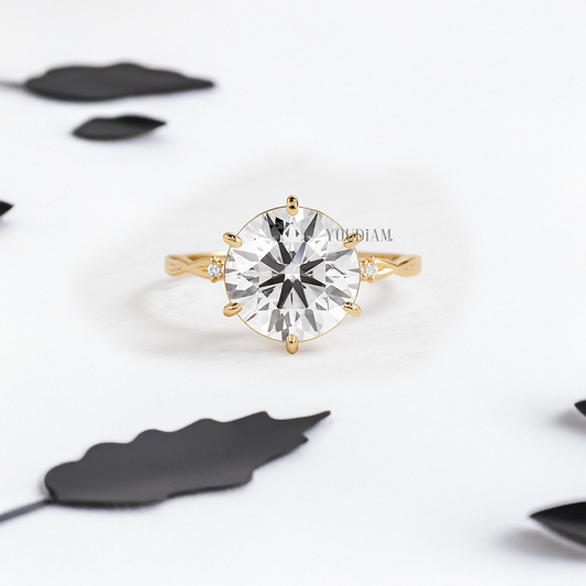 Round Lab Diamond on Twist Style Band Ring - YDJLR82