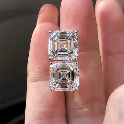 5ct Each Asscher Cut Lab Grown Diamond Earrings - EUDER03