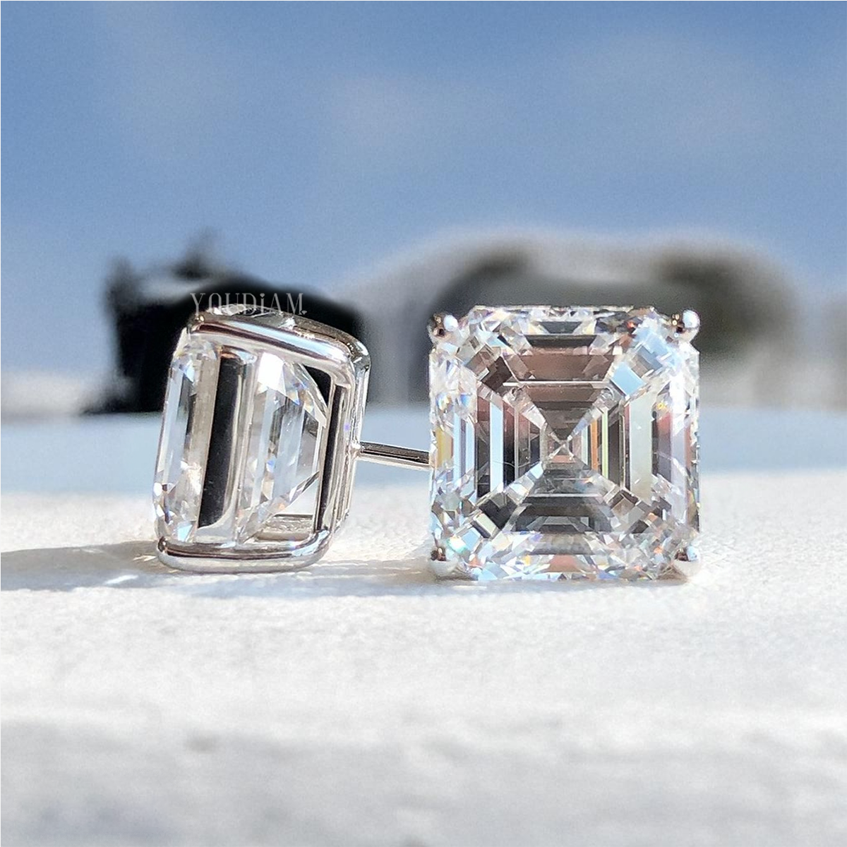 5ct Each Asscher Cut Lab Grown Diamond Earrings - EUDER03