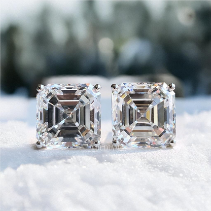 5ct Each Asscher Cut Lab Grown Diamond Earrings - EUDER03