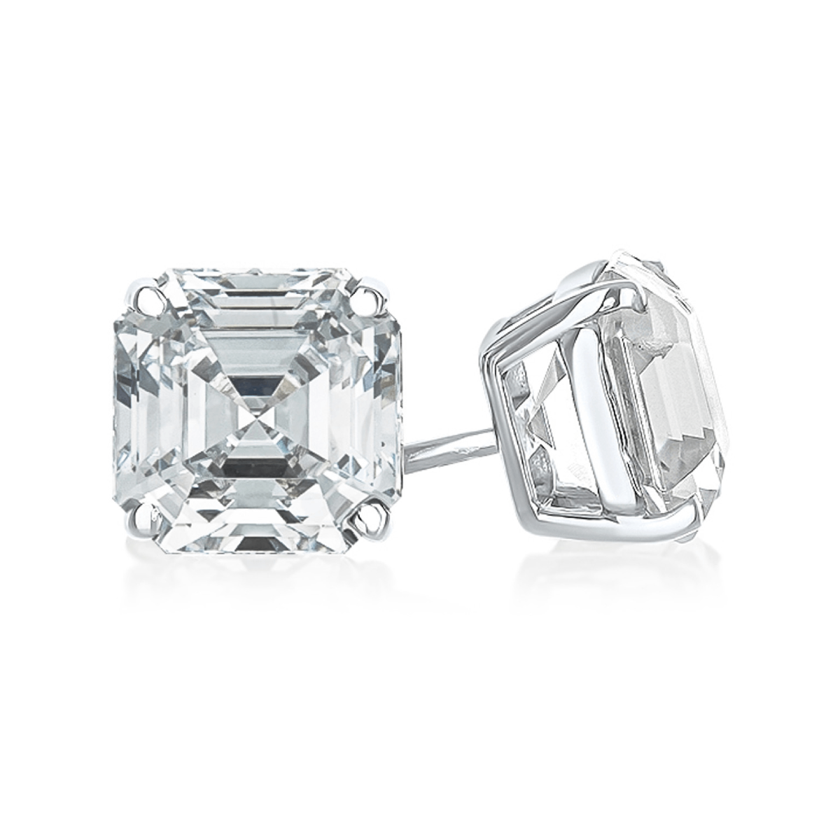 5ct Each Asscher Cut Lab Grown Diamond Earrings - EUDER03