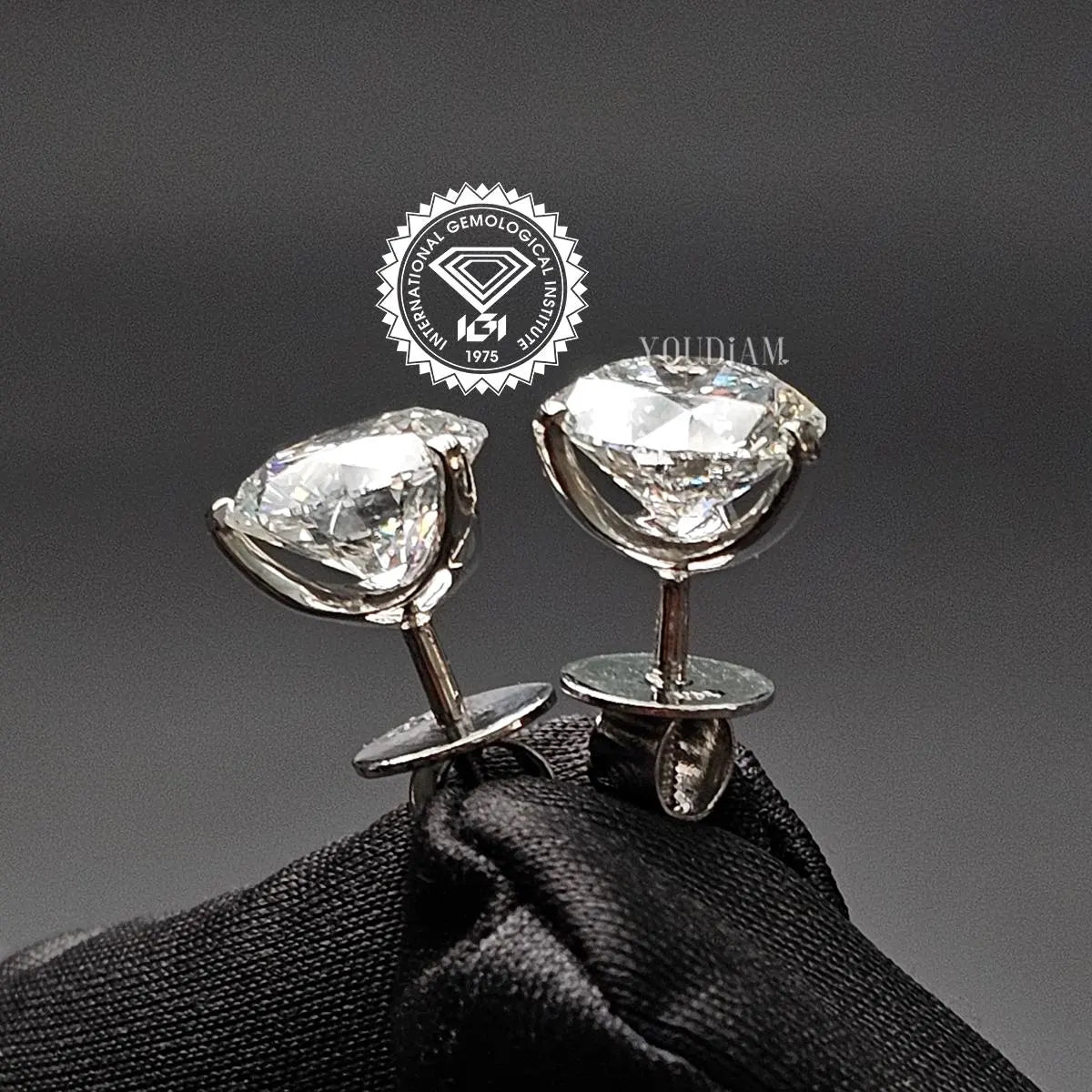 5ct Each Lab Diamond Studs Earrings - EUDER01B