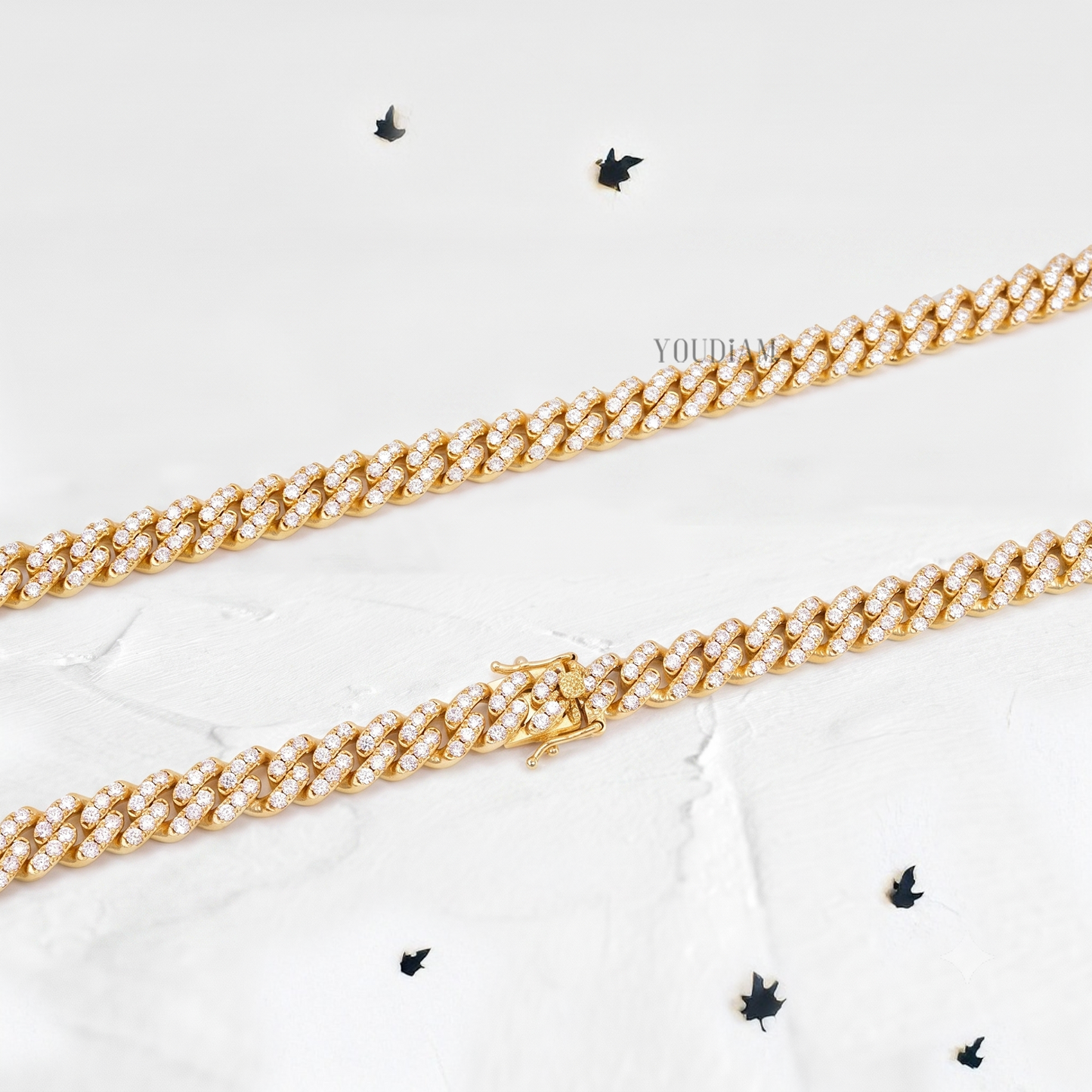 8mm Iced Out Cuban Link Chain with Lab Diamonds - YDJIOC07