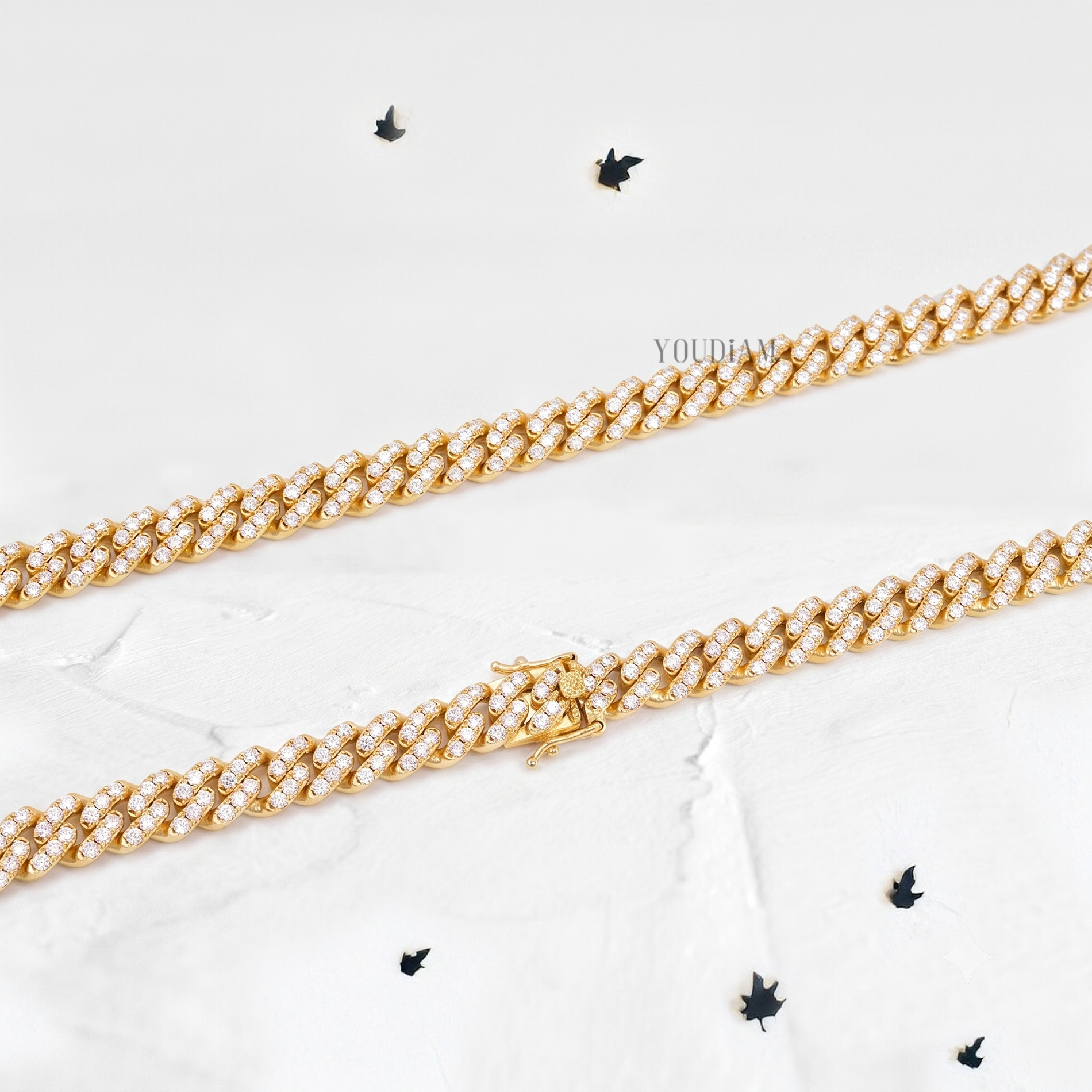 20 Karat Tenniskette mit abgestuften Diamanten aus 14 Karat Weißgold - UDJNL05