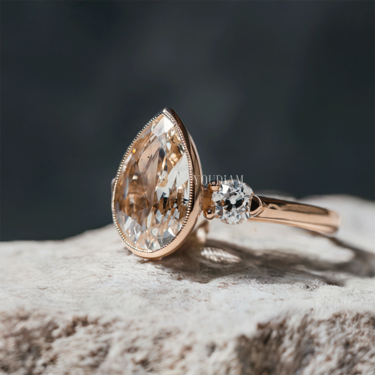 Antique Inspired Pear Diamond Ring - EUDJLR26