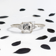 Asscher Lab Diamond in Double-Prongs and with Two Trillions Ring - YDJLR113