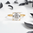 Asscher Lab Diamond in Split and Thin Band Ring - YDJLR160