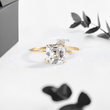 Asscher Lab Diamond with Scattered Accent Diamonds Ring - YDJLR137