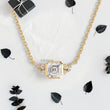 Asscher Lab Diamond Pendant in Bezel Setting with Accent Diamonds and Anchor Chain - YDJLP39