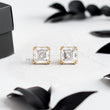Asscher Lab Diamond Studs in Trio-Prongs - YDJLE31