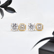 Asscher in Bezel and Round in Prongs Lab Diamonds Stud Earrings - YDJLE34