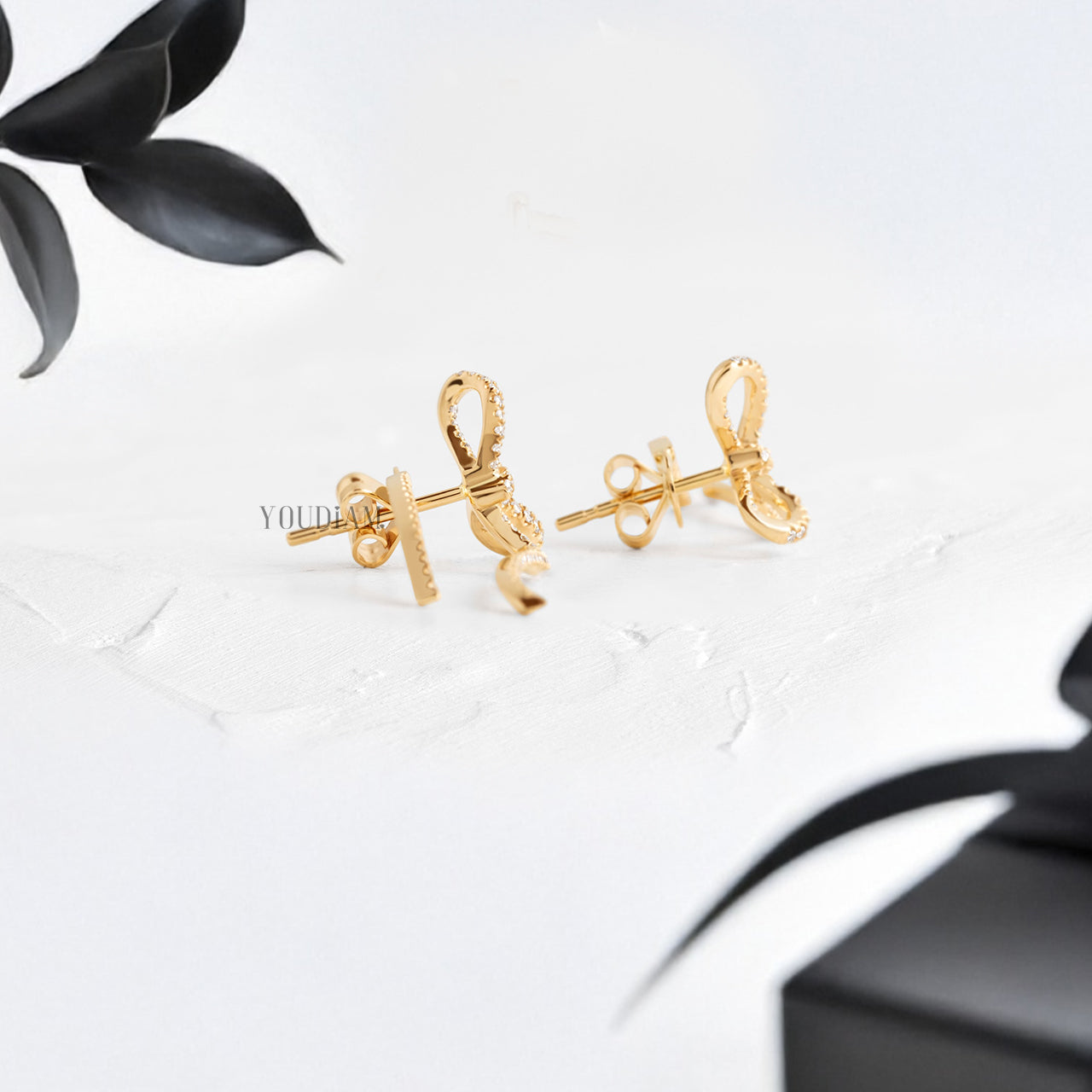 Bow Style Earrings with Lab Diamonds - YDJLE23
