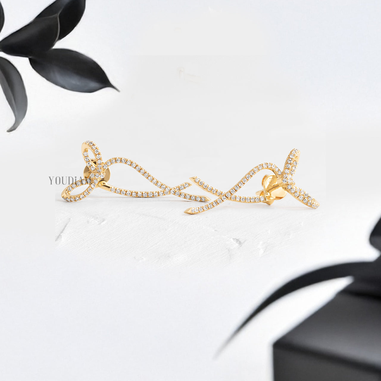 Bow Style Earrings with Lab Diamonds - YDJLE23