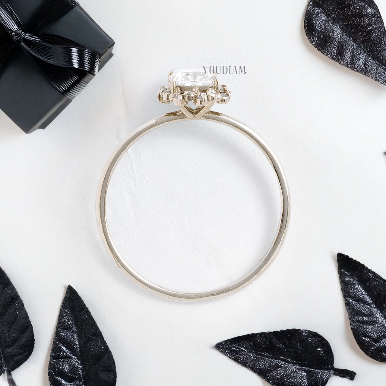 Cushion Lab Diamond in Halo of Round Diamonds Ring - YDJLR115