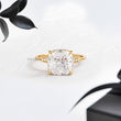 Cushion Lab Diamond in Six Prongs with Six Accented Diamond Ring - YDJLR200