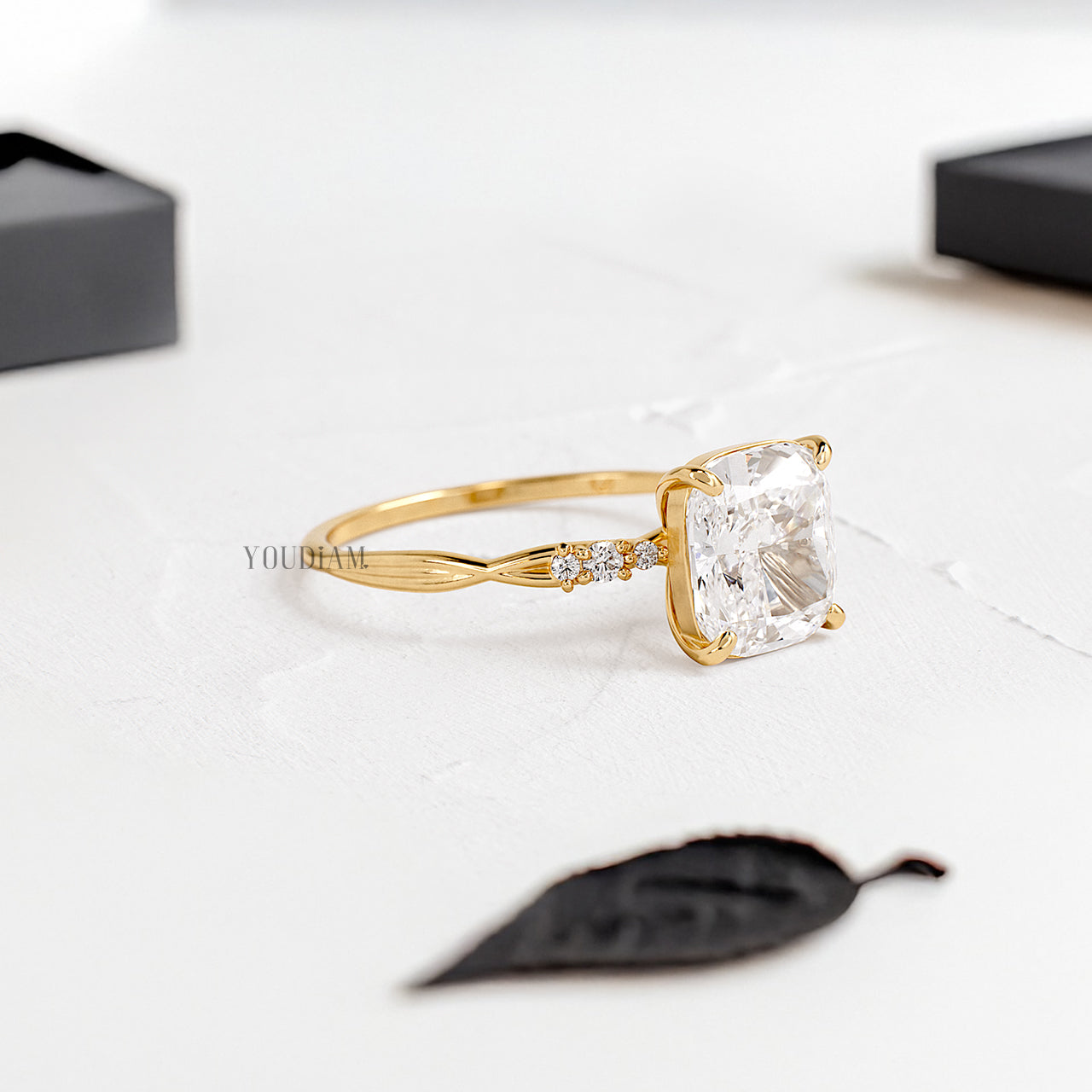 Cushion Lab Diamond on Twist Style Band Ring - YDJLR184