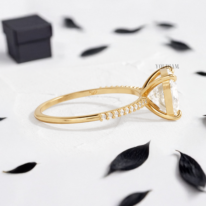 Cushion Lab Diamond with Pave Band Ring - YDJLR127