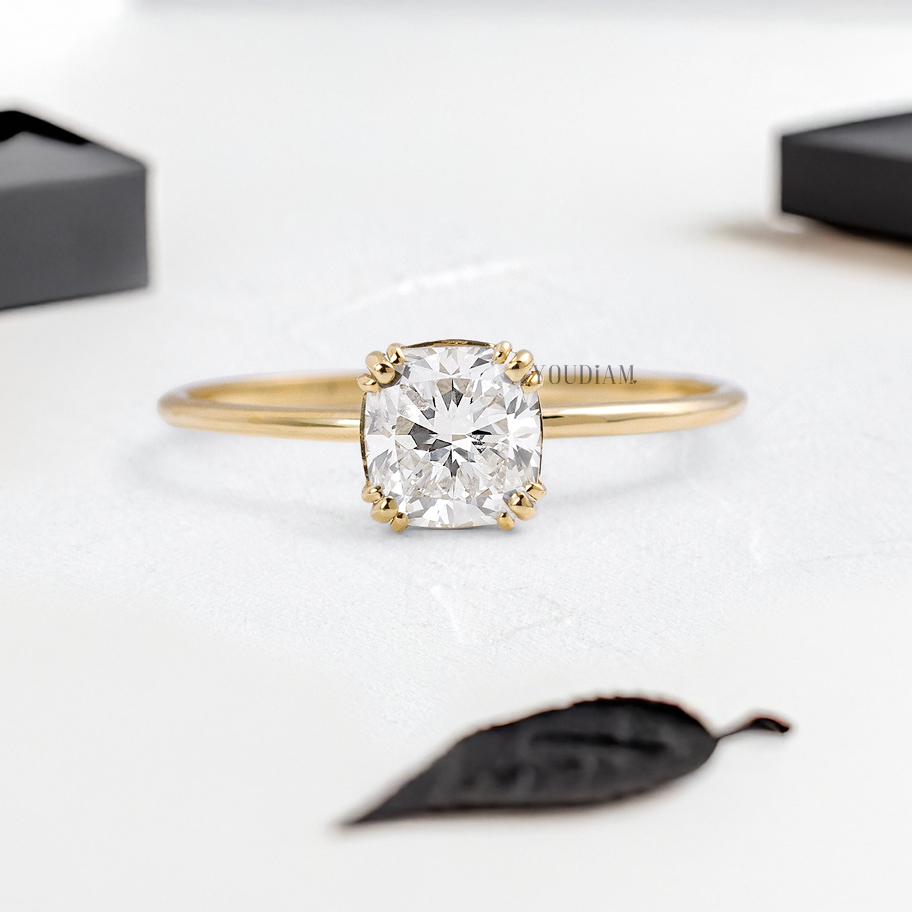 Cushion Lab Diamond with Trio-Prongs Ring - YDJLR117