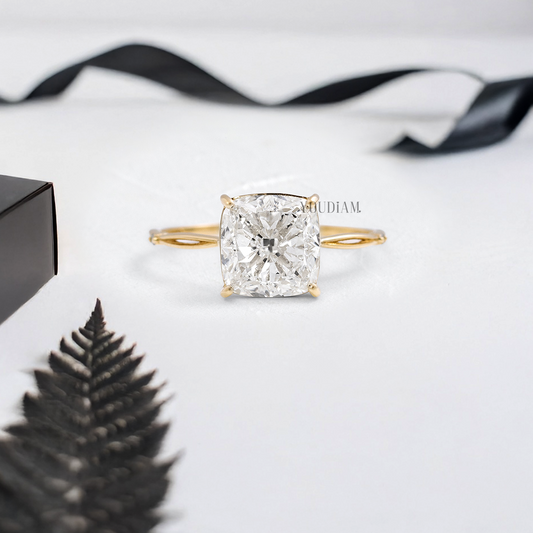 Cushion Lab Diamond in Split and Thin Band Ring - YDJLR105