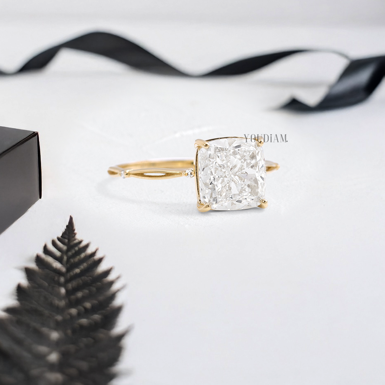 Cushion Lab Diamond in Split and Thin Band Ring - YDJLR105