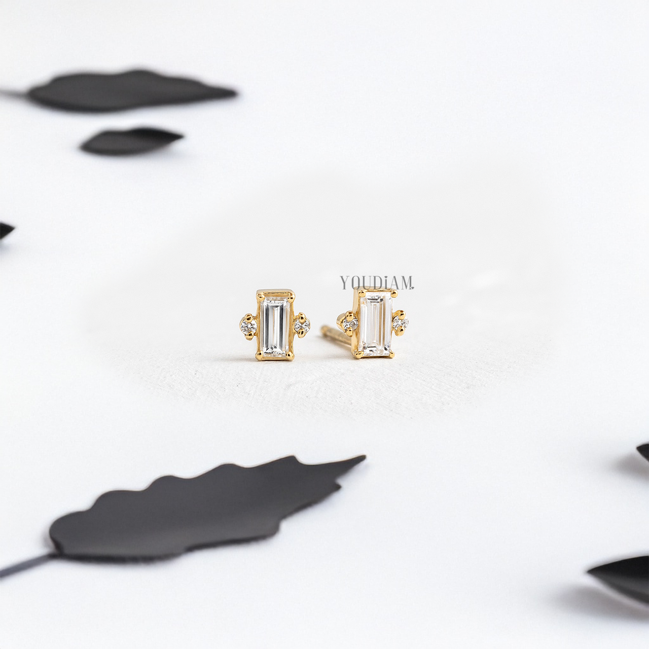 Dainty Baguette Studs in Lab Diamonds - YDJLE07