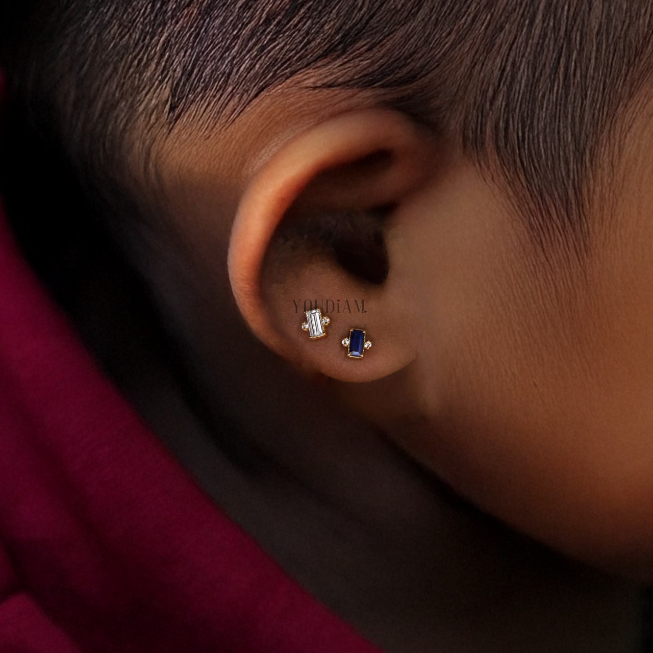 Dainty Baguette Studs in Lab Diamonds - YDJLE07