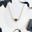 Dark Green Oval Cut Sapphire Pendant with Accented Lab Diamonds and Anchor Chain - YDJLP68
