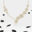 Lab Diamond Flower Statement Necklace with Half-Tennis Chain - YDJLN03