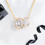Dual Oval Lab Diamonds in Bezel Setting Pendant and Anchor Chain - YDJLP15