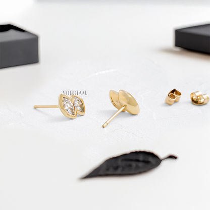 Duo Marquise Lab Diamond Studs in Bezel Setting - YDJLE10