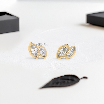 Duo Marquise Lab Diamond Studs in Bezel Setting - YDJLE10