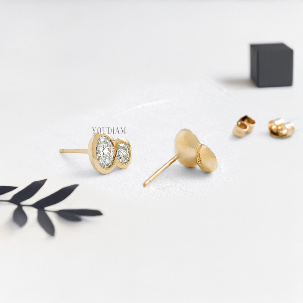 Duo Oval Lab Diamond Studs in Bezel Setting - YDJLE09