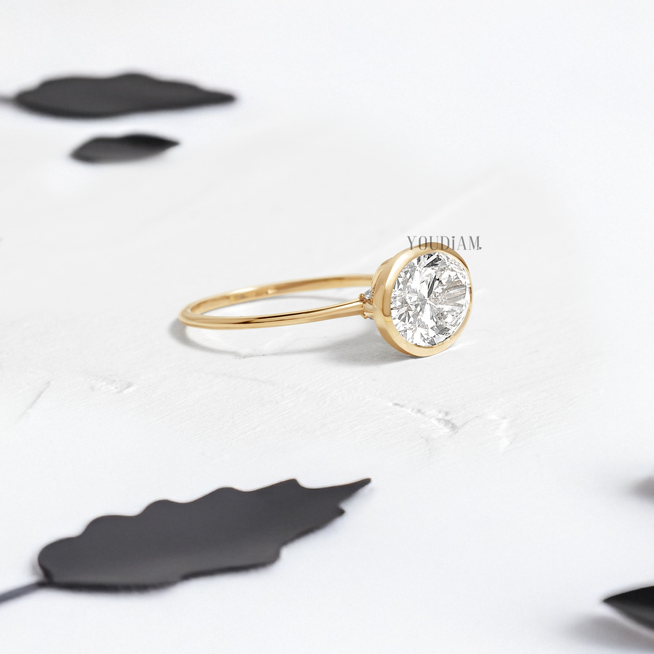 East-West Oval Lab Diamond in Bezel Setting Ring - YDJLR109
