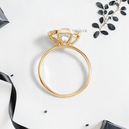 East-West Oval Lab Diamond in Bezel Setting Ring - YDJLR109