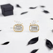 Emerald Cut Lab Diamond Bezel Studs with Accented Marquise Diamond - YDJLE63