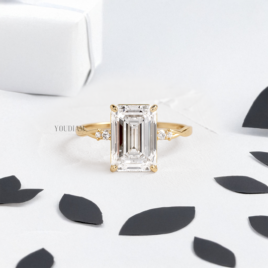 Emerald Lab Diamond on Twist Style Band Ring - YDJLR174