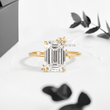 Emerald Lab Diamond with Scattered Accent Diamonds Ring - YDJLR142