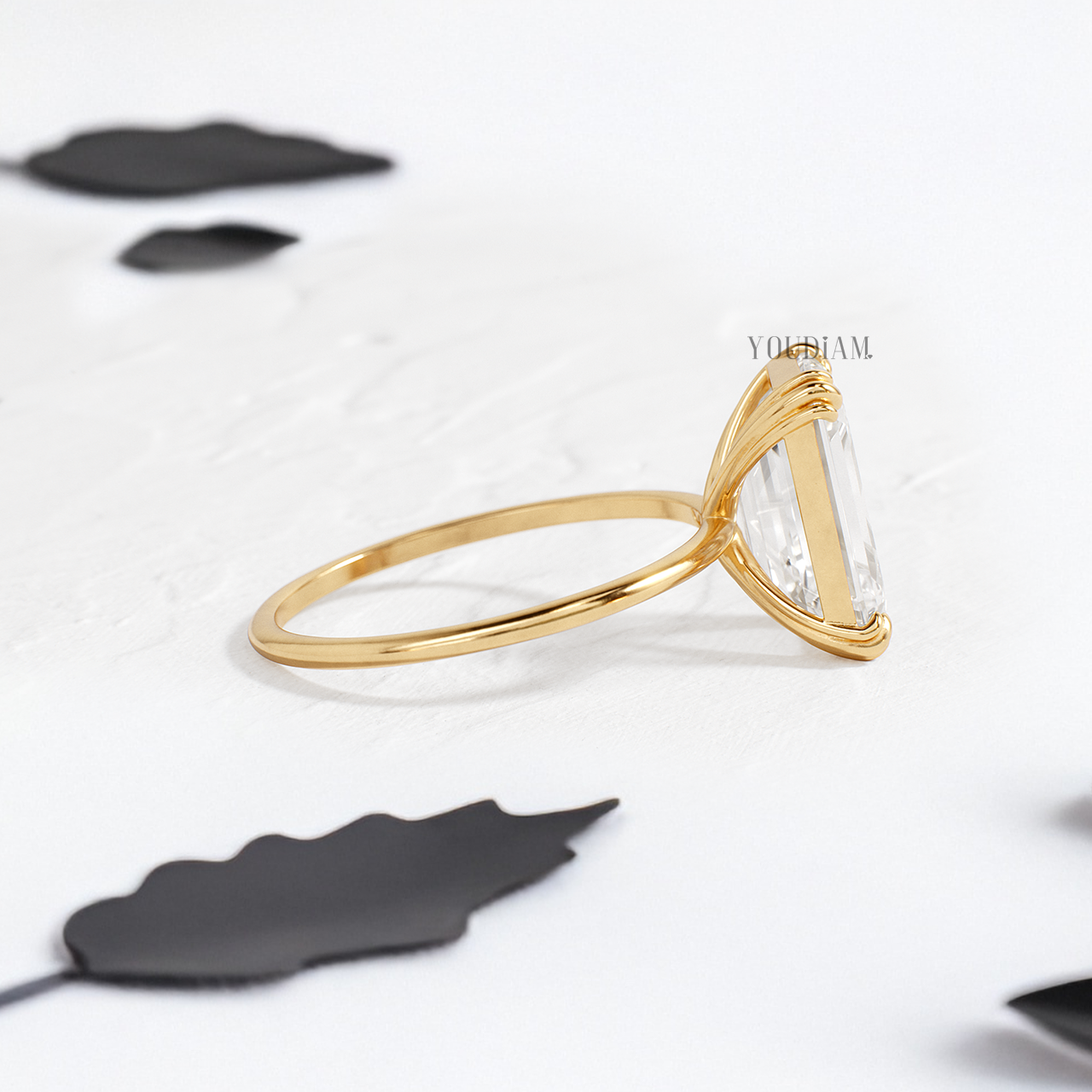 Emerald Lab Diamond with Trio-Prongs Ring - YDJLR126