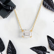 Emerald Lab Diamond Solitaire Pendant in Trio Prongs and Anchor Chain - YDJLP47
