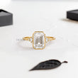 Emerald Lab Diamond in Bezel Setting with Accented Diamonds on Band Ring - YDJLR197