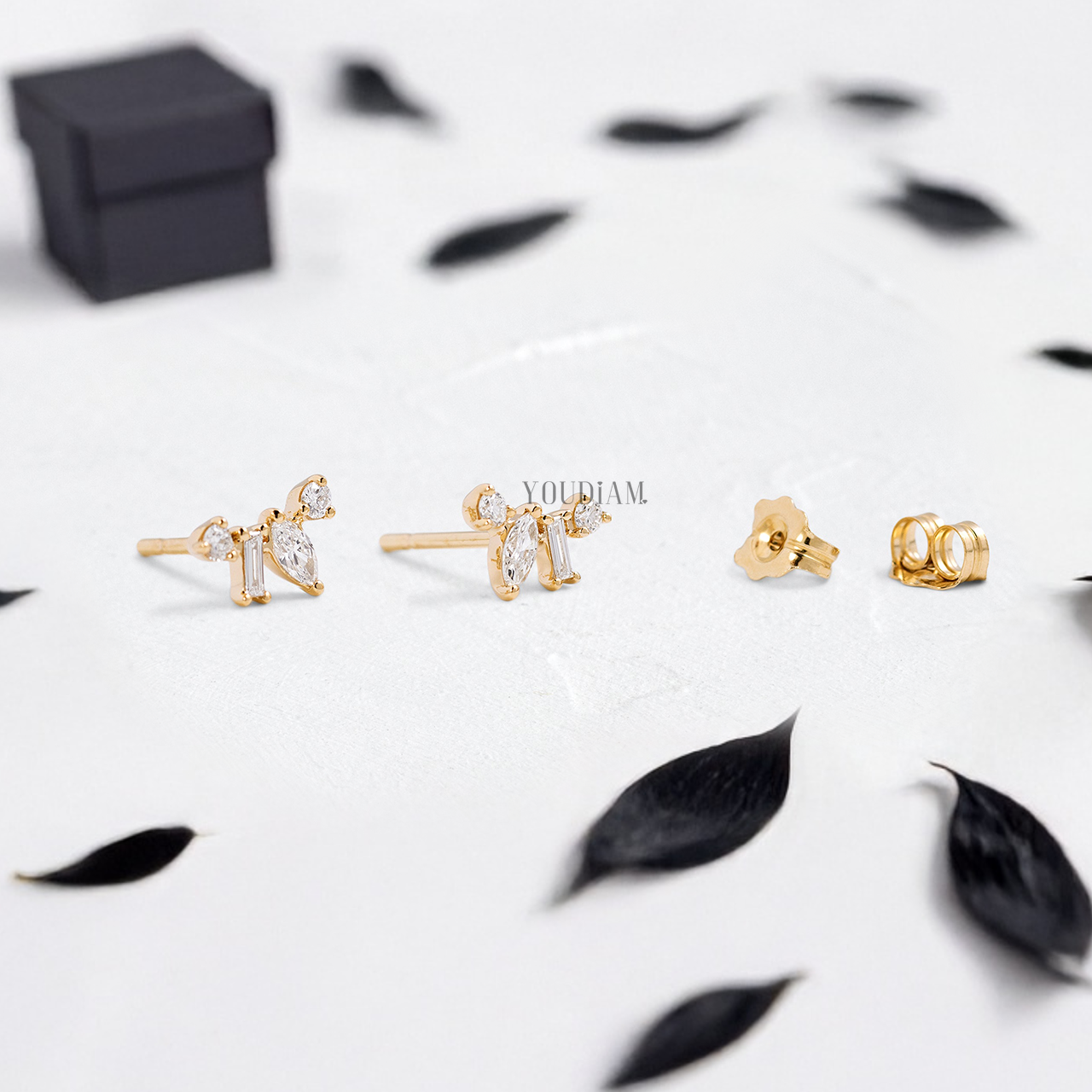 Four Mix Cut Tiny Lab Diamond Studs Earrings - YDJLE12